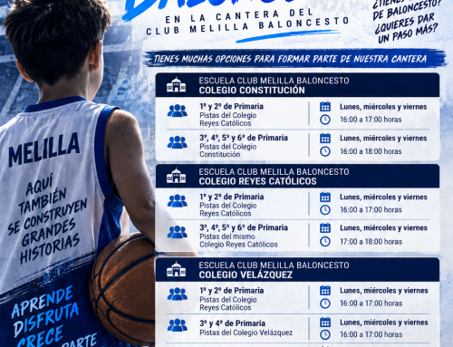 ¿Quieres jugar al baloncesto? ¿Tienes ganas de aprender, divertirte y dar tus primeros pasos en este deporte? El Club Melilla Baloncesto te abre las puertas de su cantera.